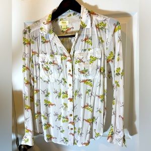 Maeve Anthropologie Monkey and Tiger Button Up